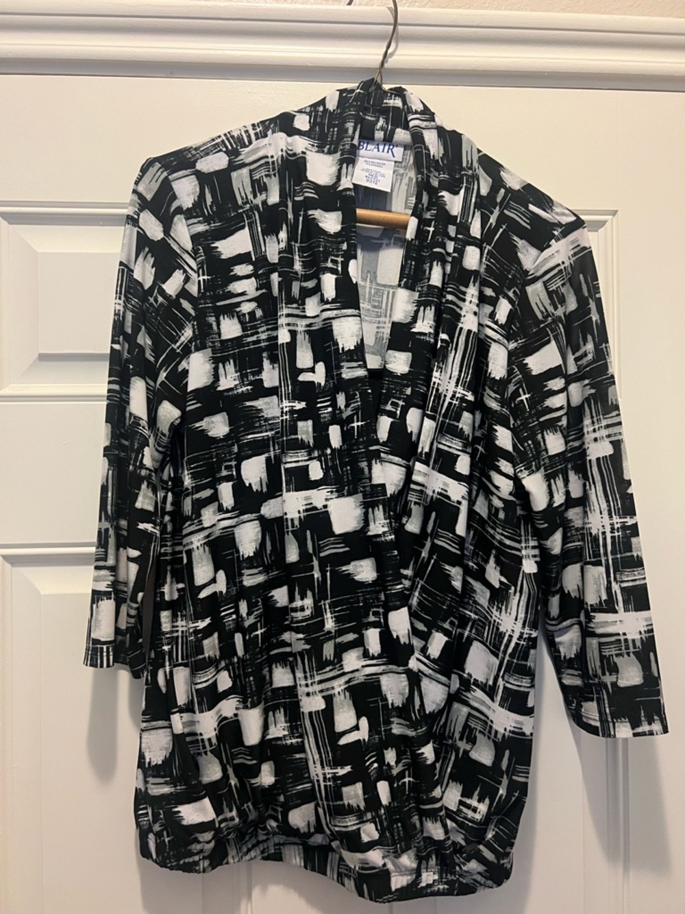 Blair Black & White Abstract Brushstroke Cardigan